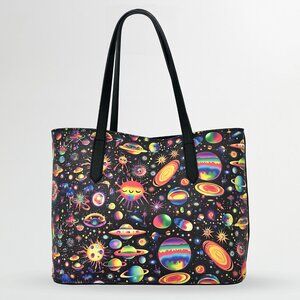 Leather Vegan Nebula Nomads Tote Bag by PixieOrbit